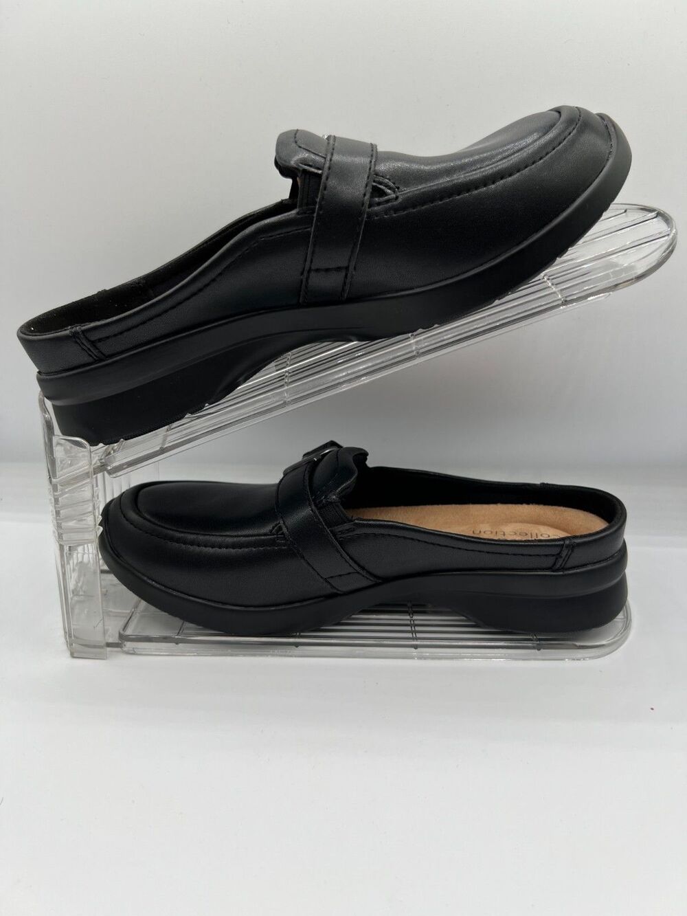 Clarks Collection Ellowyn Amelia Black Leather Mule Clogs US 6M